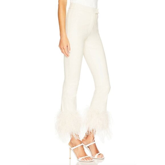 Lamarque Pagetta Faux Leather Cropped Flare Pants Bone Womens Size Large - Picture 3 of 11
